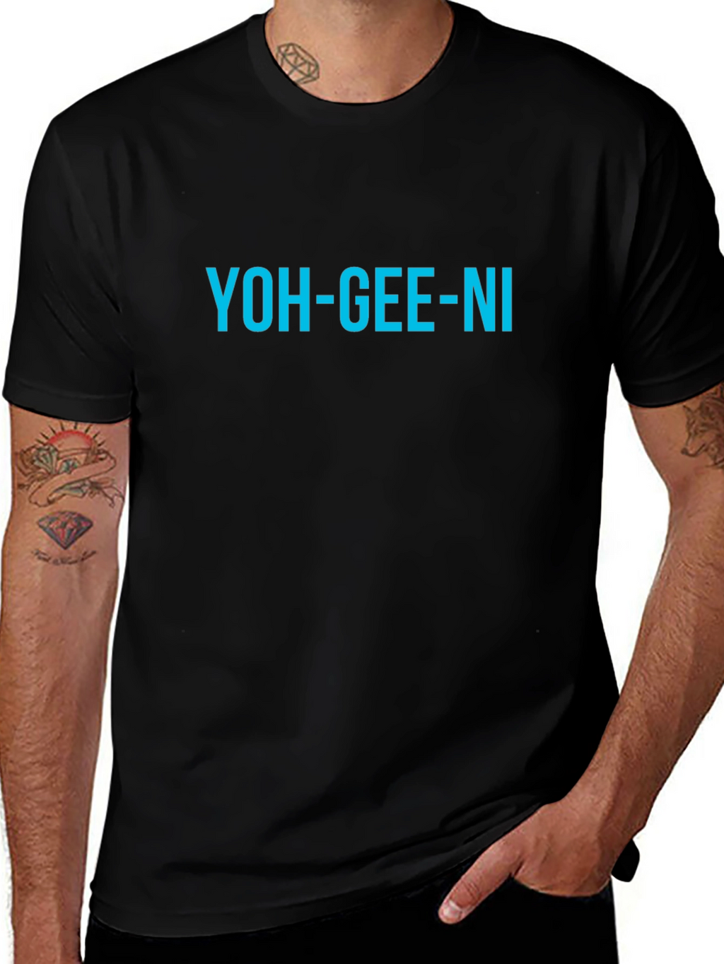 YOH-GEE-NI Black Graphic Tee - Casual Style