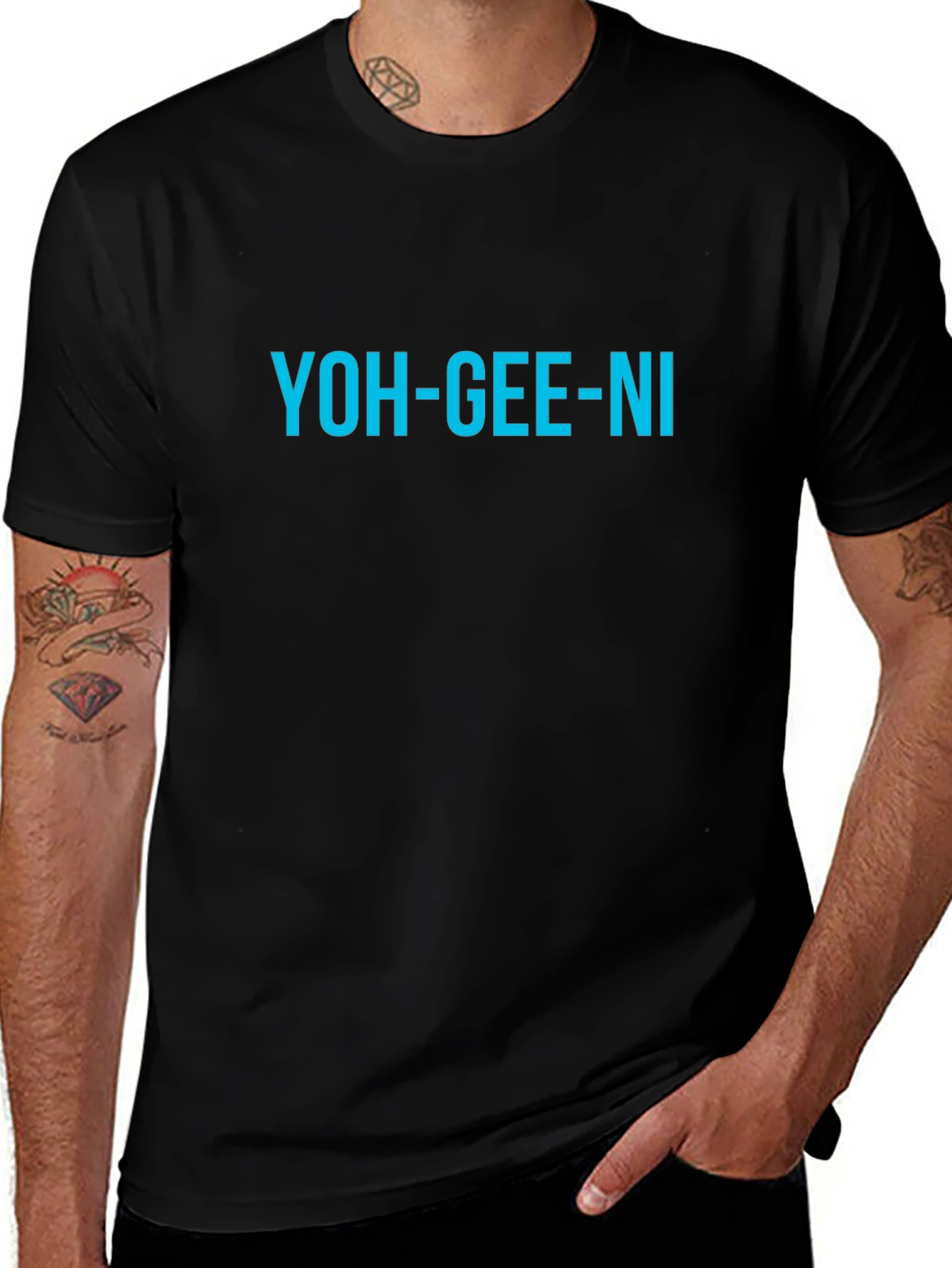 YOH-GEE-NI Black Graphic Tee - Casual Style