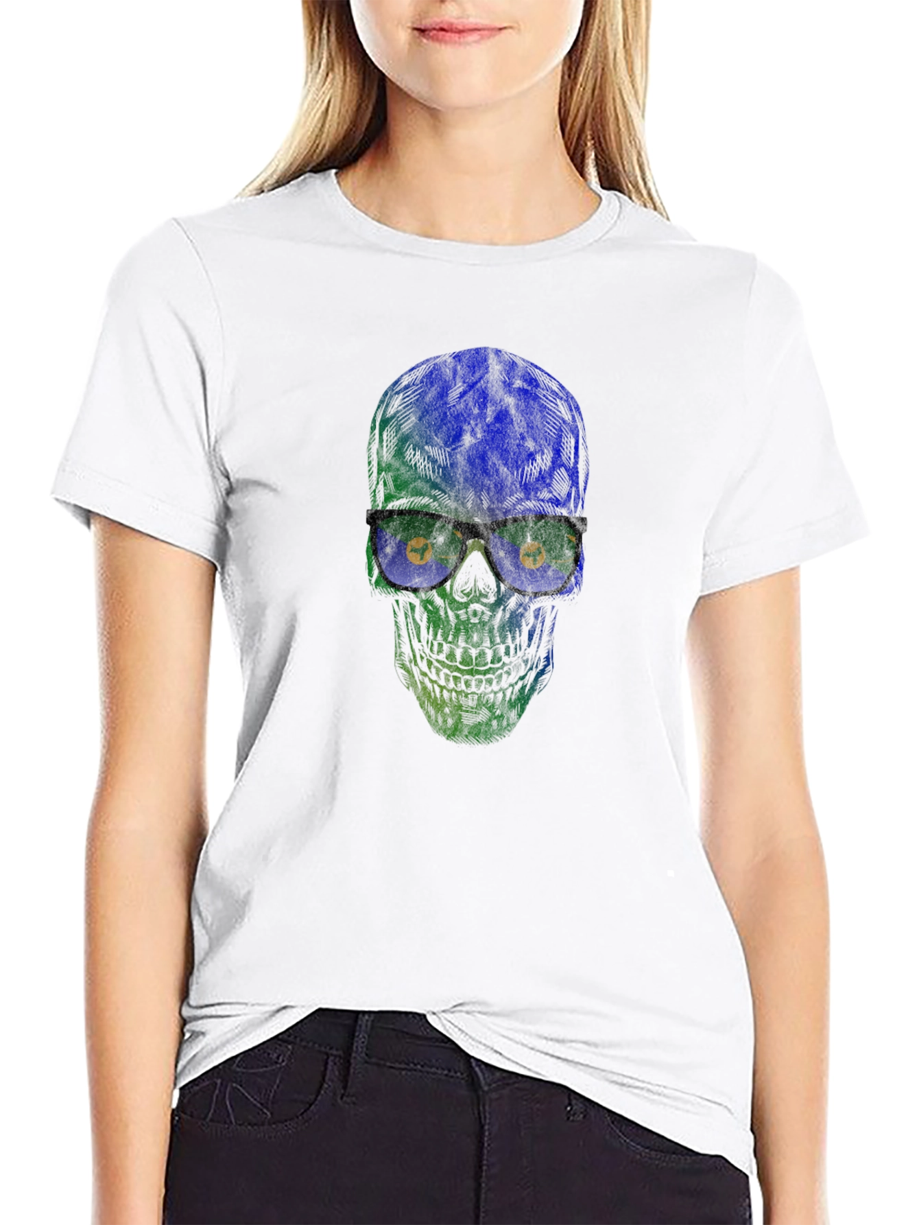 Skull with Glasses Graphic T-Shirt - Stylish Mens Tee