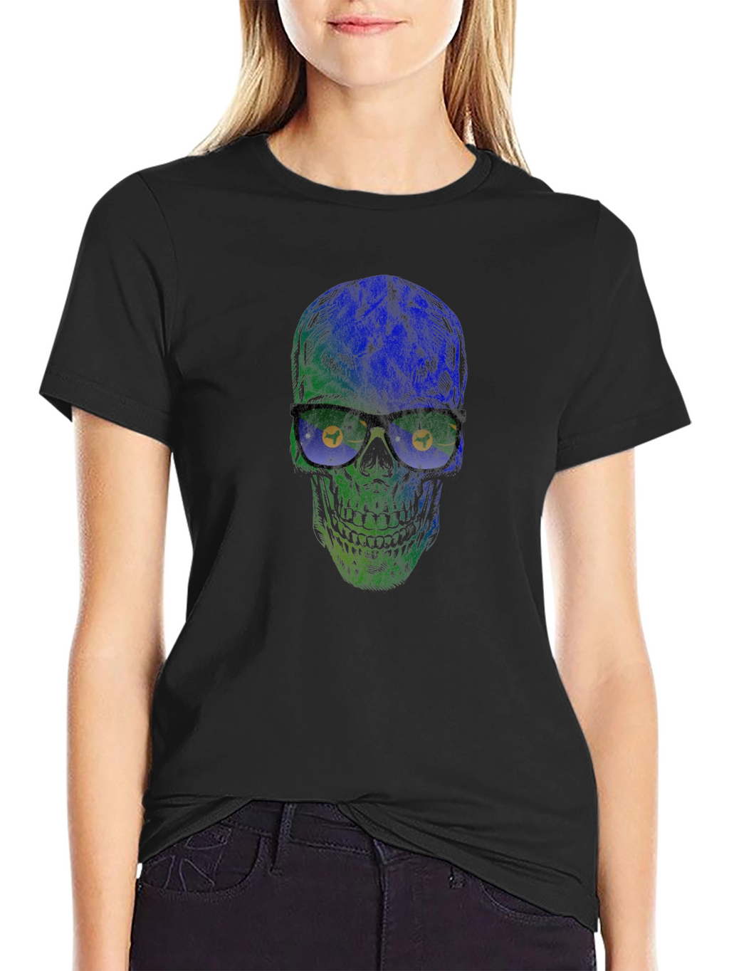 Skull with Glasses Graphic T-Shirt - Stylish Mens Tee