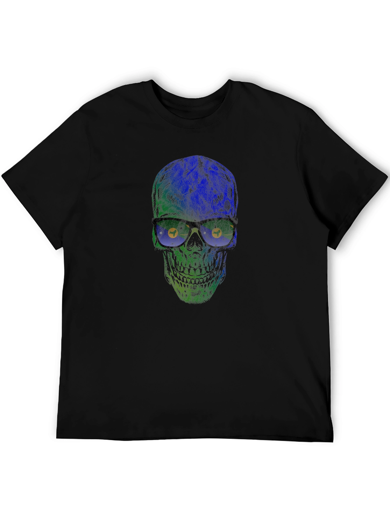 Skull with Glasses Graphic T-Shirt - Stylish Mens Tee