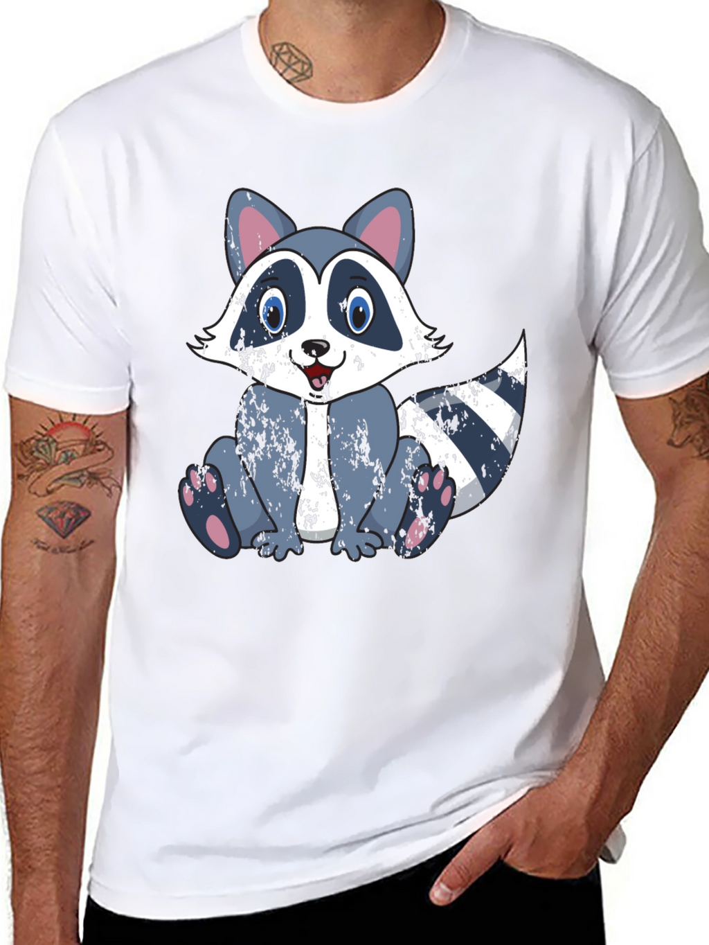 Cartoon Raccoon Graphic Tee - Soft Cotton Blend