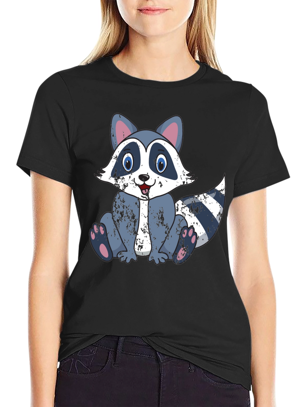 Cartoon Raccoon Graphic Tee - Soft Cotton Blend