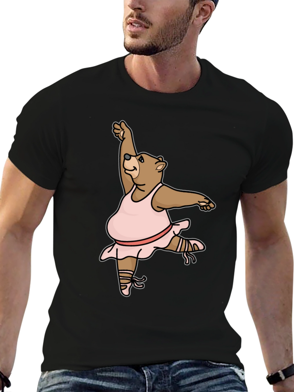 Dancing Bear T-Shirt - Black Cotton Tee
