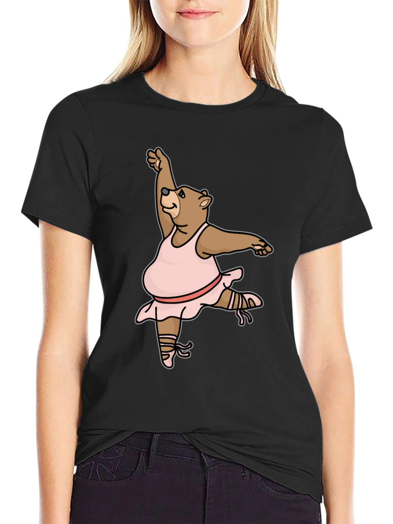 Dancing Bear T-Shirt - Black Cotton Tee