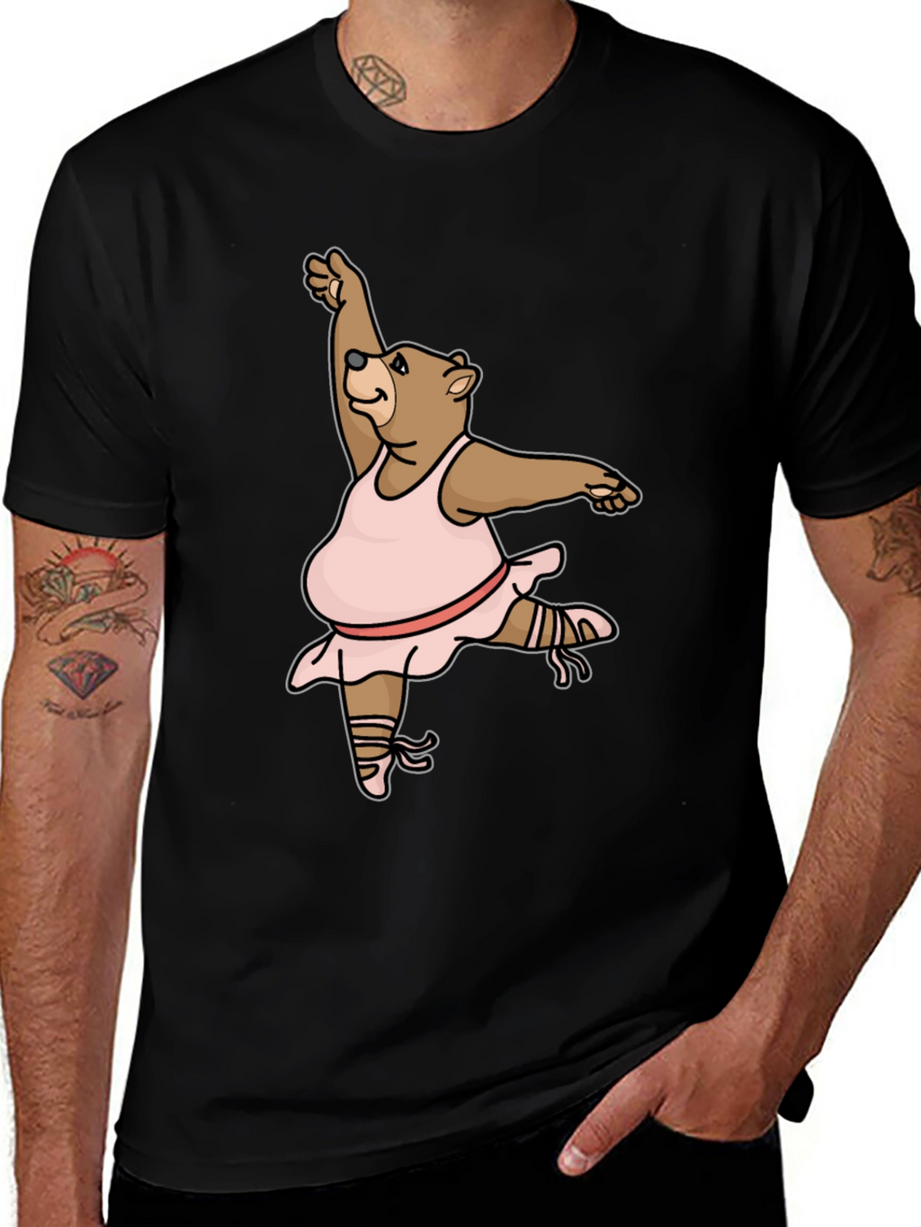 Dancing Bear T-Shirt - Black Cotton Tee