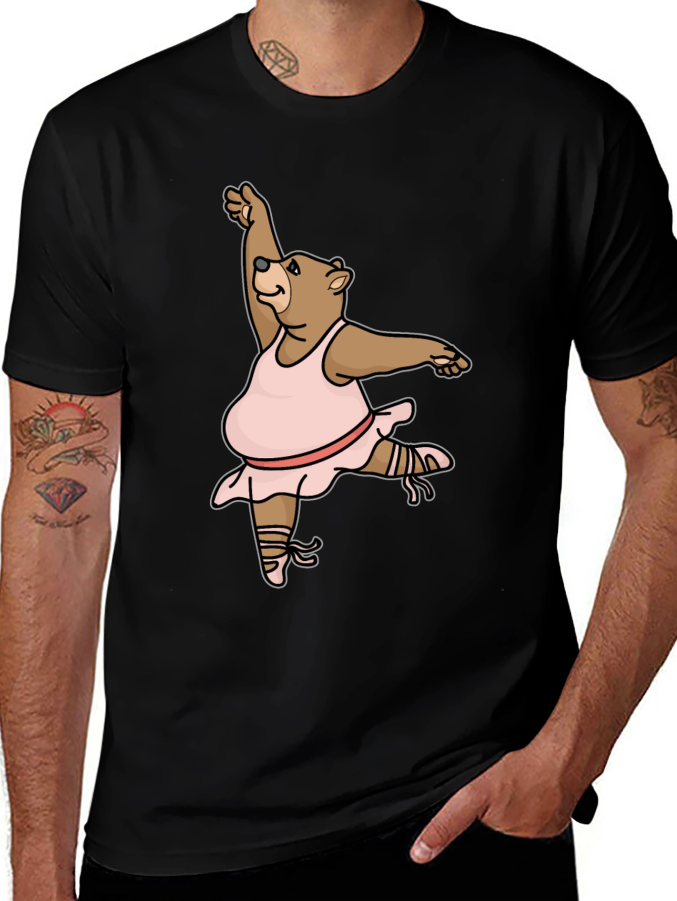 Dancing Bear T-Shirt - Black Cotton Tee