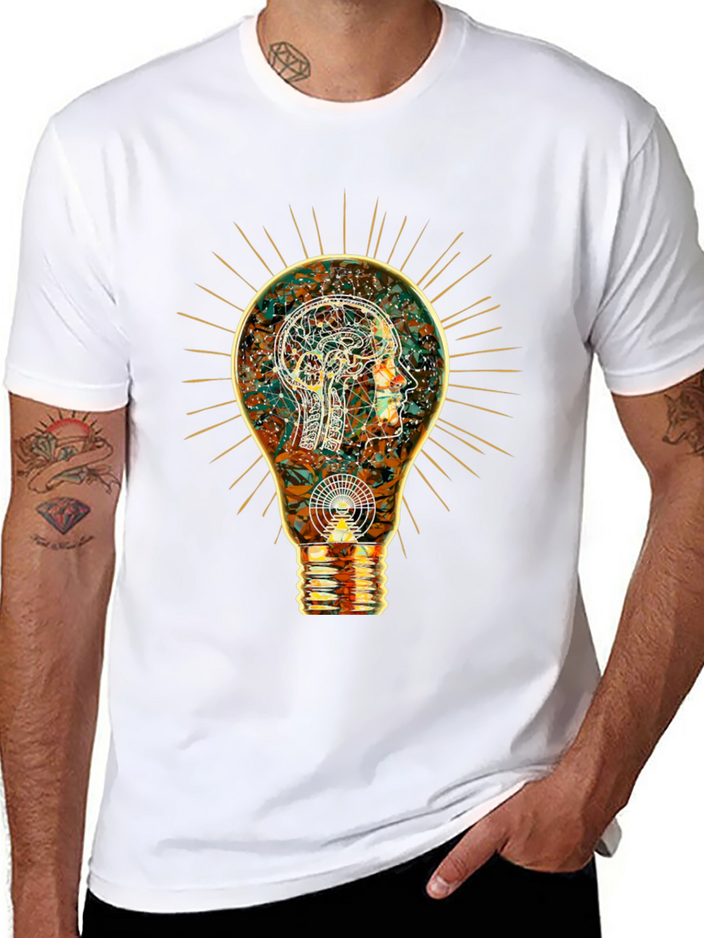 Enlightened Mind Tee: Brain Bulb Design