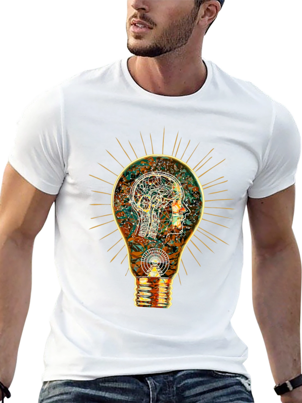 Enlightened Mind Tee: Brain Bulb Design