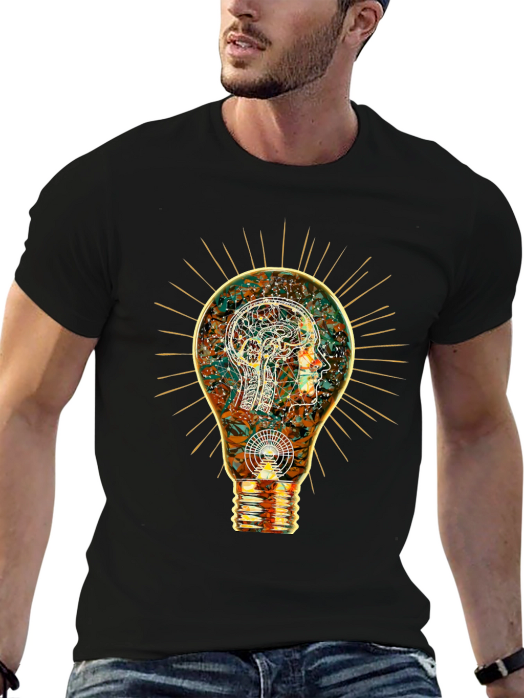 Enlightened Mind Tee: Brain Bulb Design