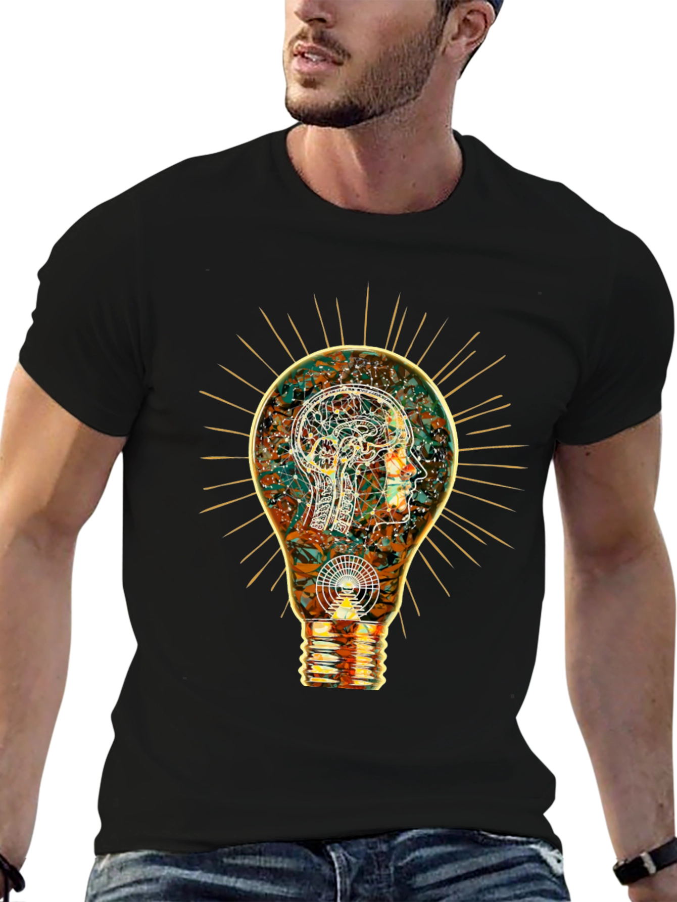 Enlightened Mind Tee: Brain Bulb Design