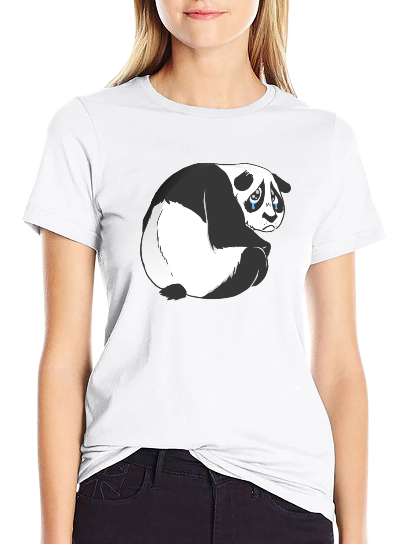 Sad Panda Graphic T-Shirt - Black