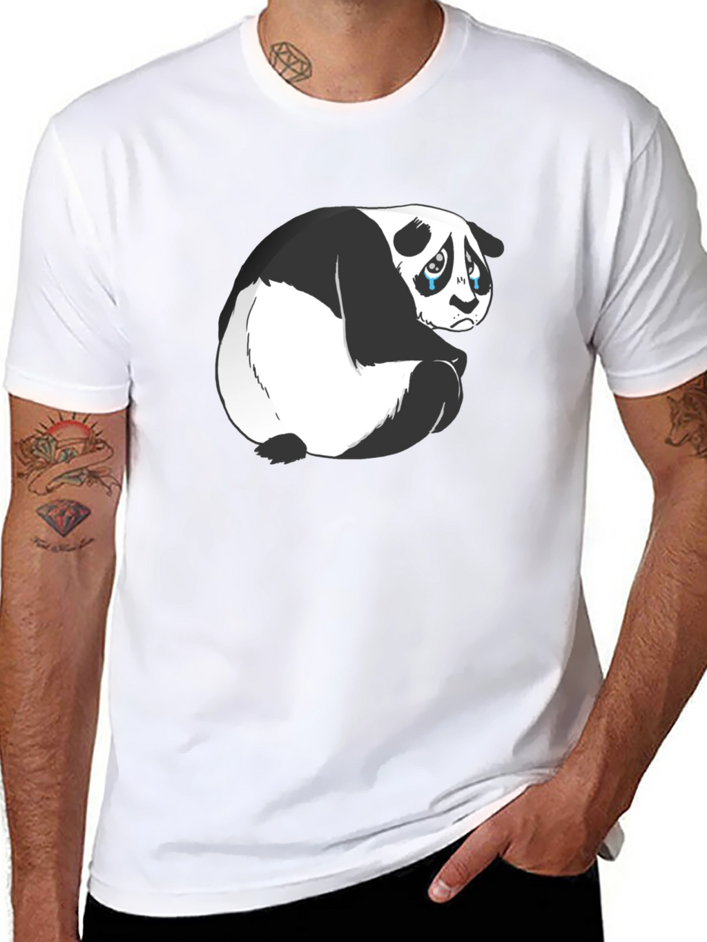 Sad Panda Graphic T-Shirt - Black
