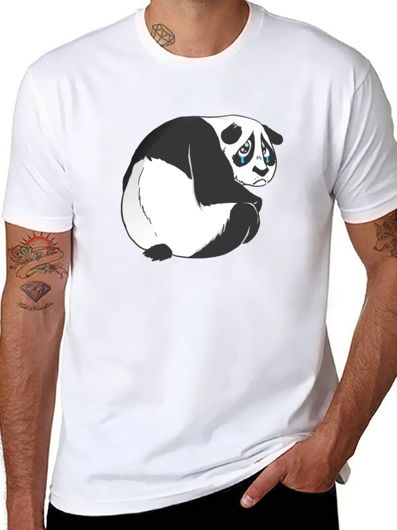 Sad Panda Graphic T-Shirt - Black