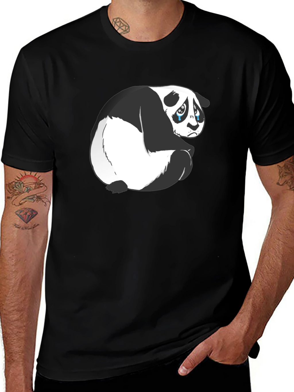 Sad Panda Graphic T-Shirt - Black