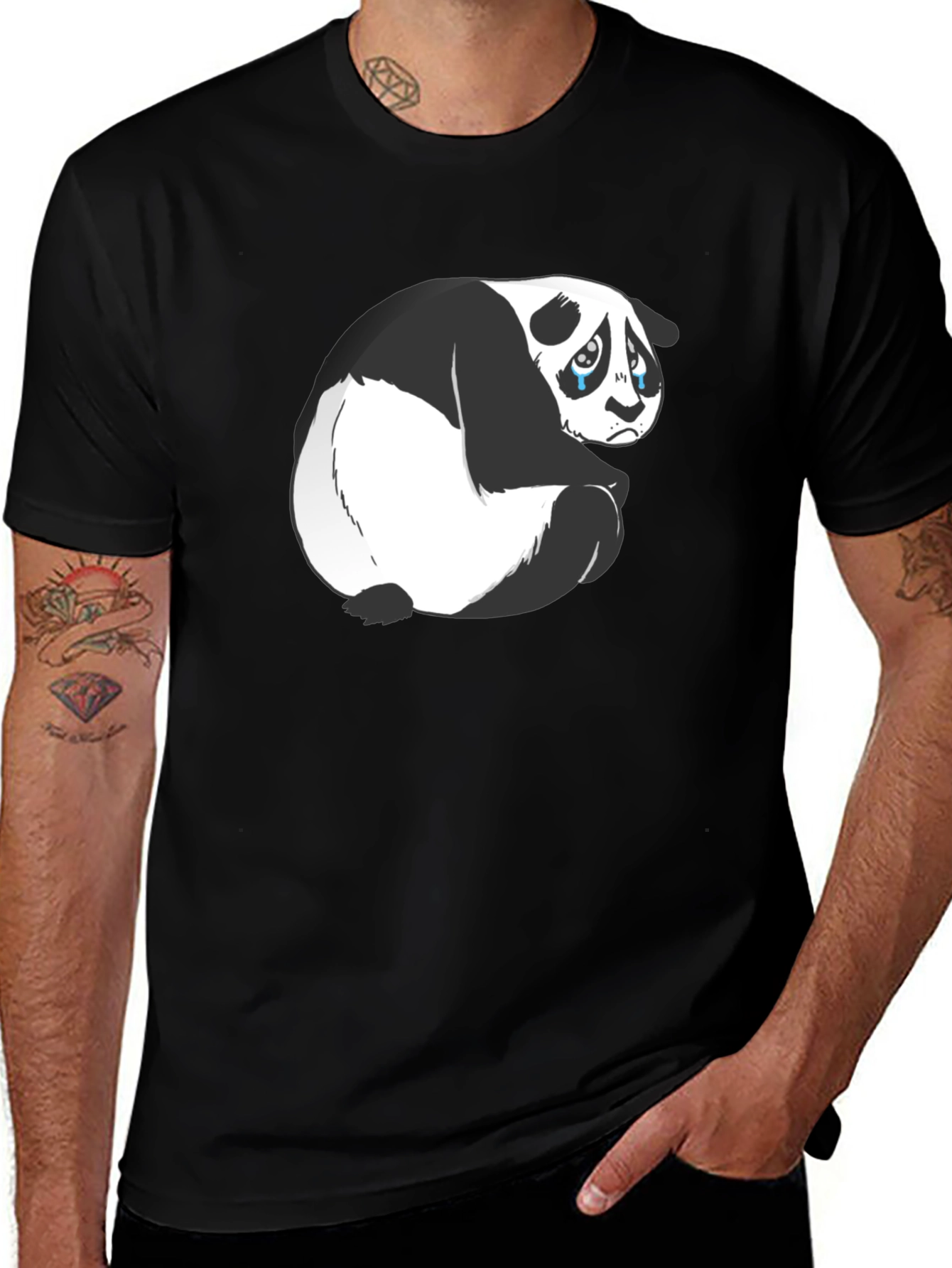 Sad Panda Graphic T-Shirt - Black