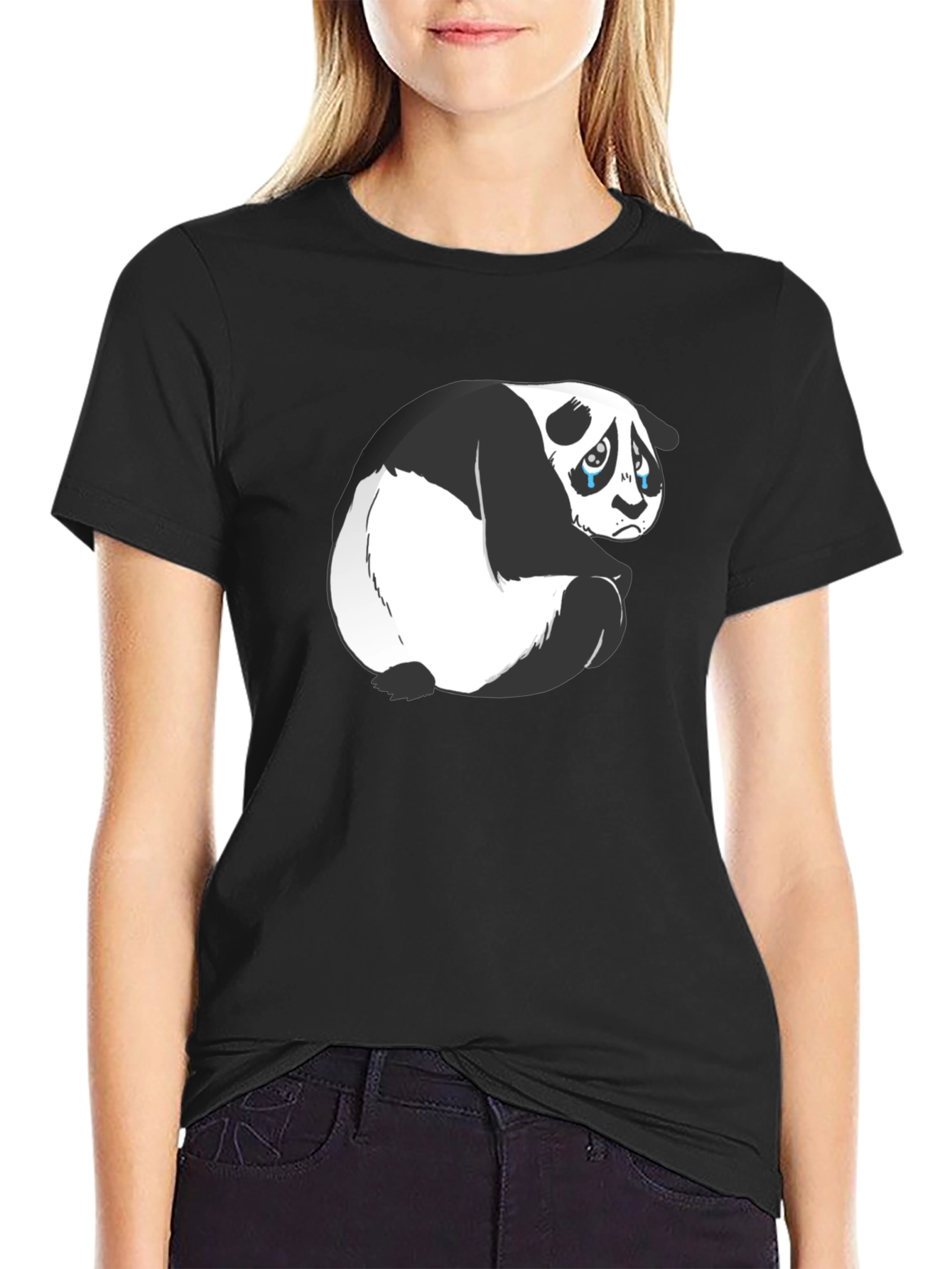 Sad Panda Graphic T-Shirt - Black