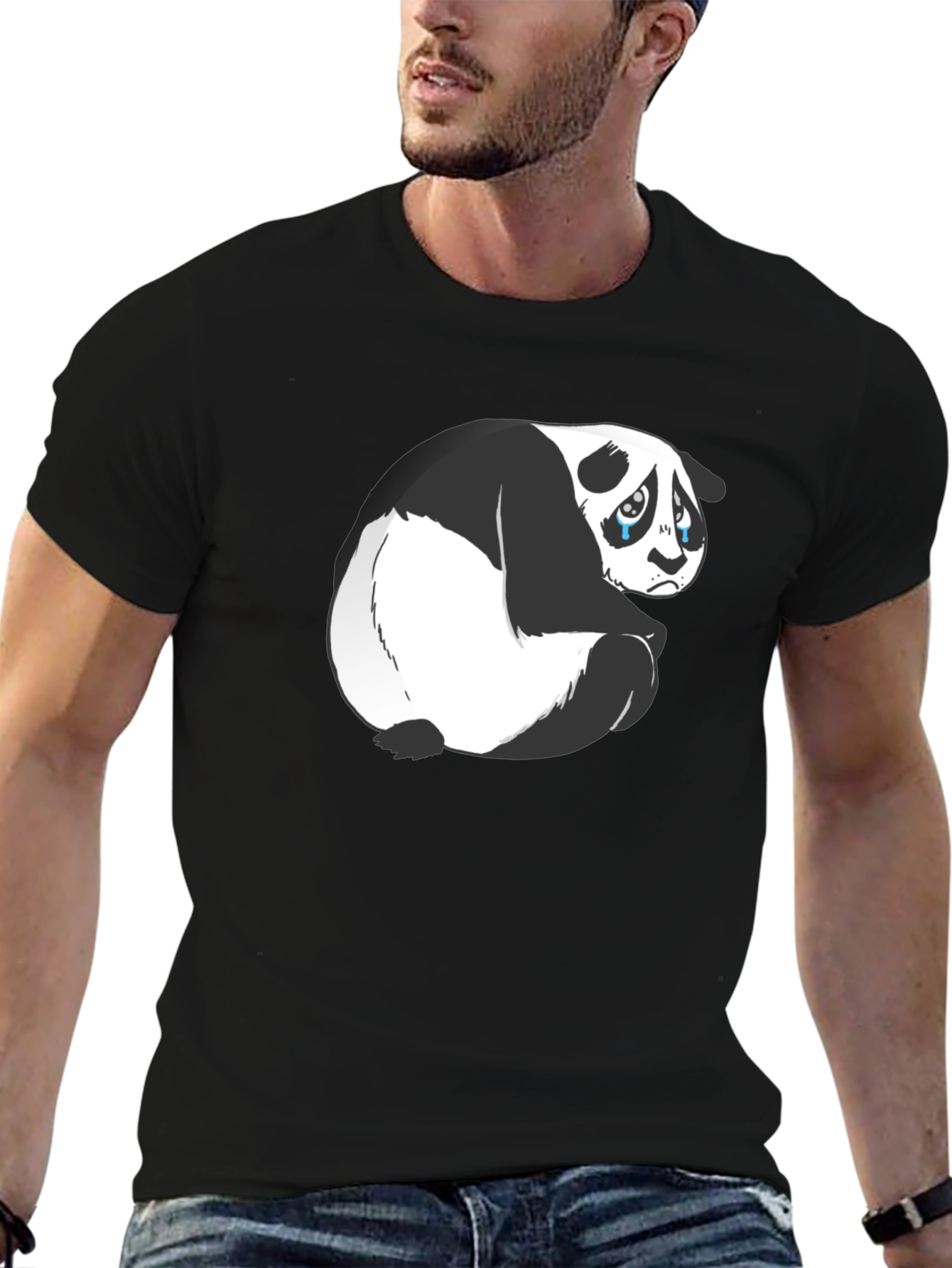 Sad Panda Graphic T-Shirt - Black