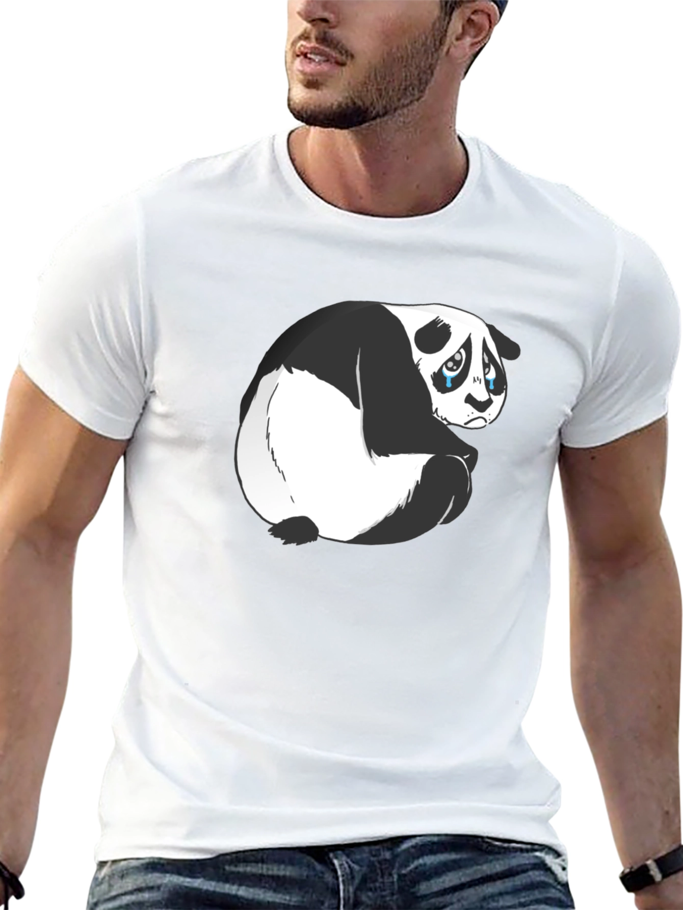 Sad Panda Graphic T-Shirt - Black