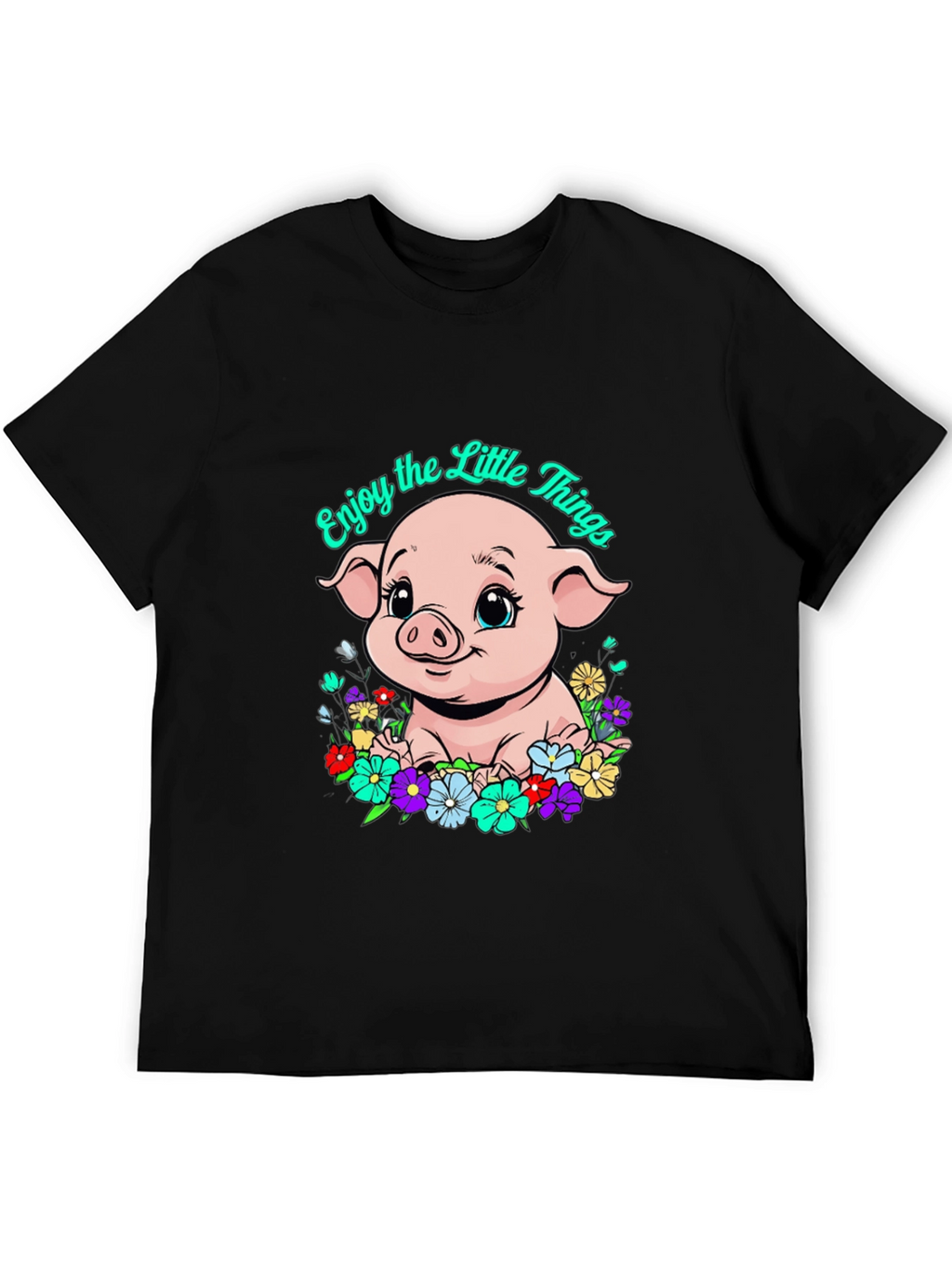 Cute Piglet Enjoy the Little Things Graphic T-Shirt