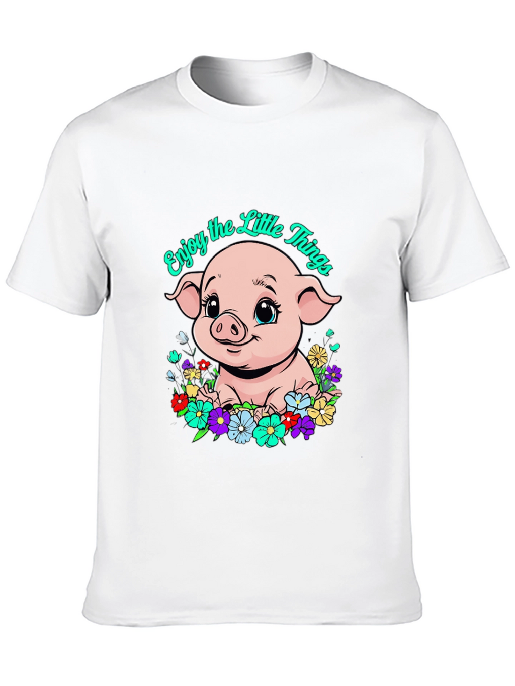 Cute Piglet Enjoy the Little Things Graphic T-Shirt