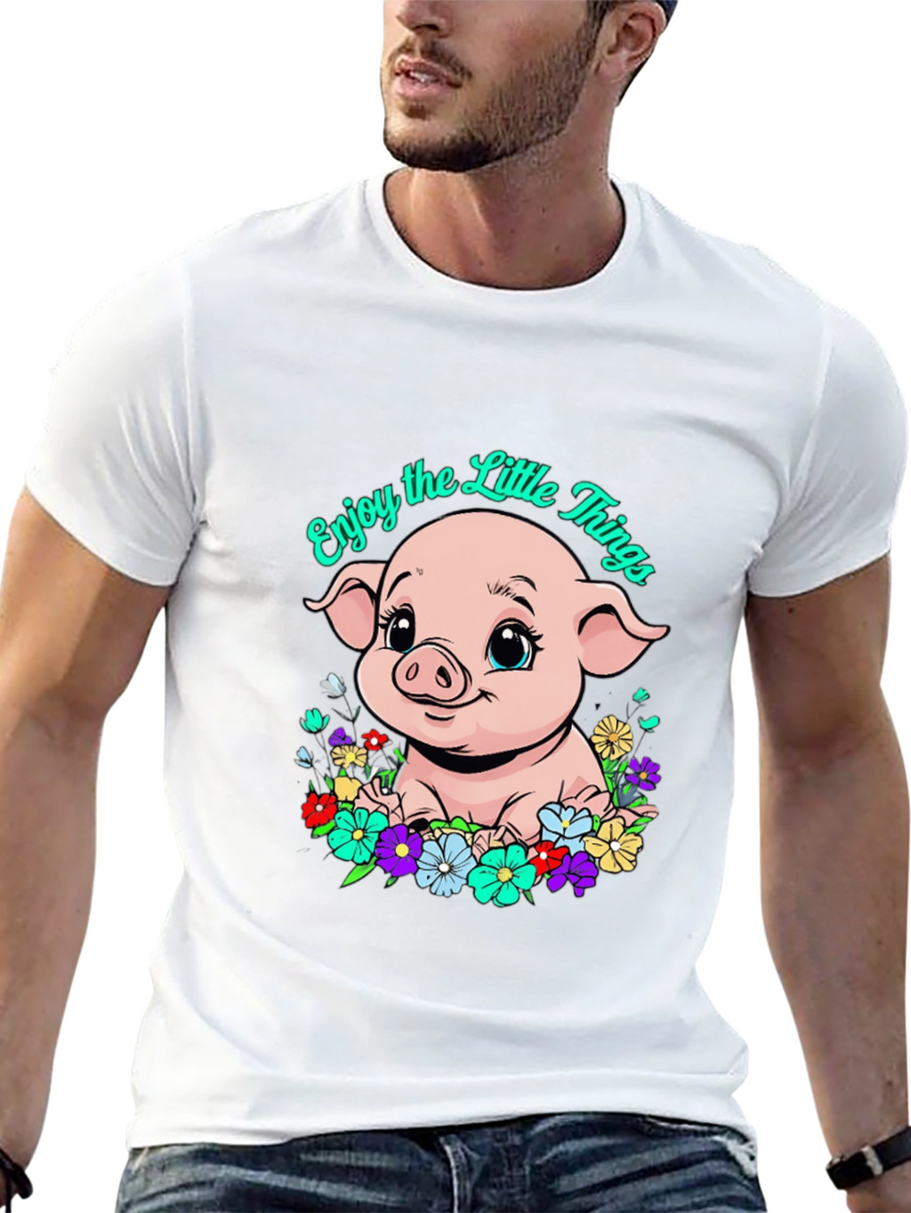 Cute Piglet Enjoy the Little Things Graphic T-Shirt