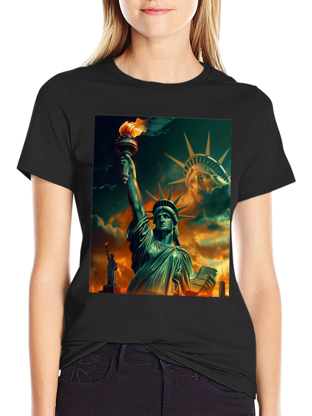Statue of Liberty Graphic Black T-Shirt