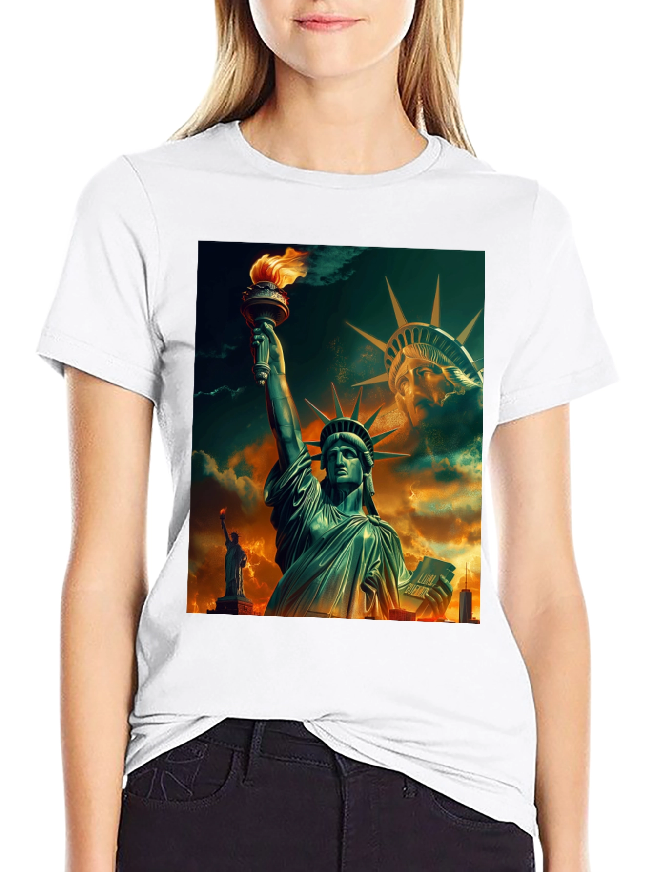 Statue of Liberty Graphic Black T-Shirt