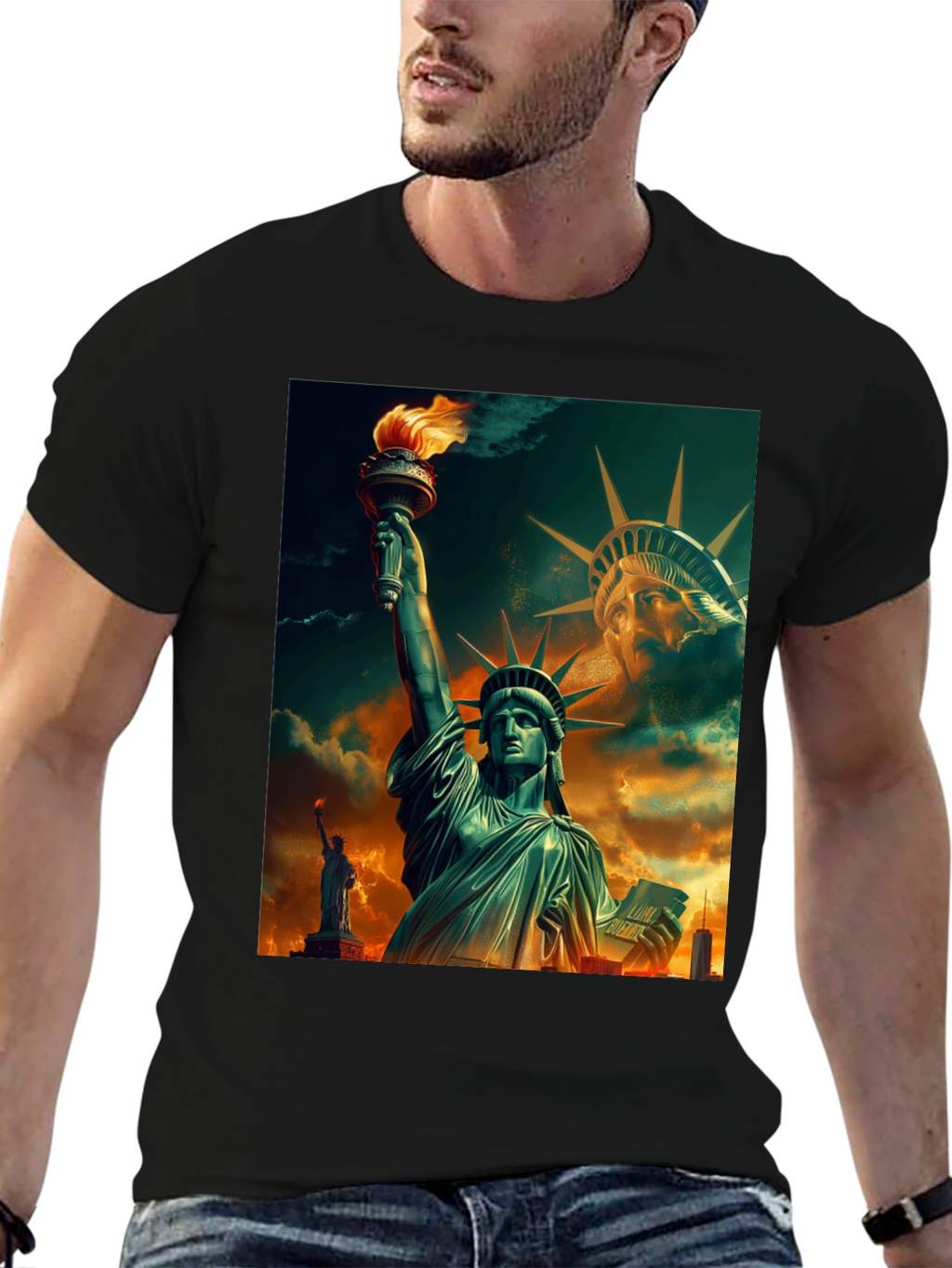 Statue of Liberty Graphic Black T-Shirt