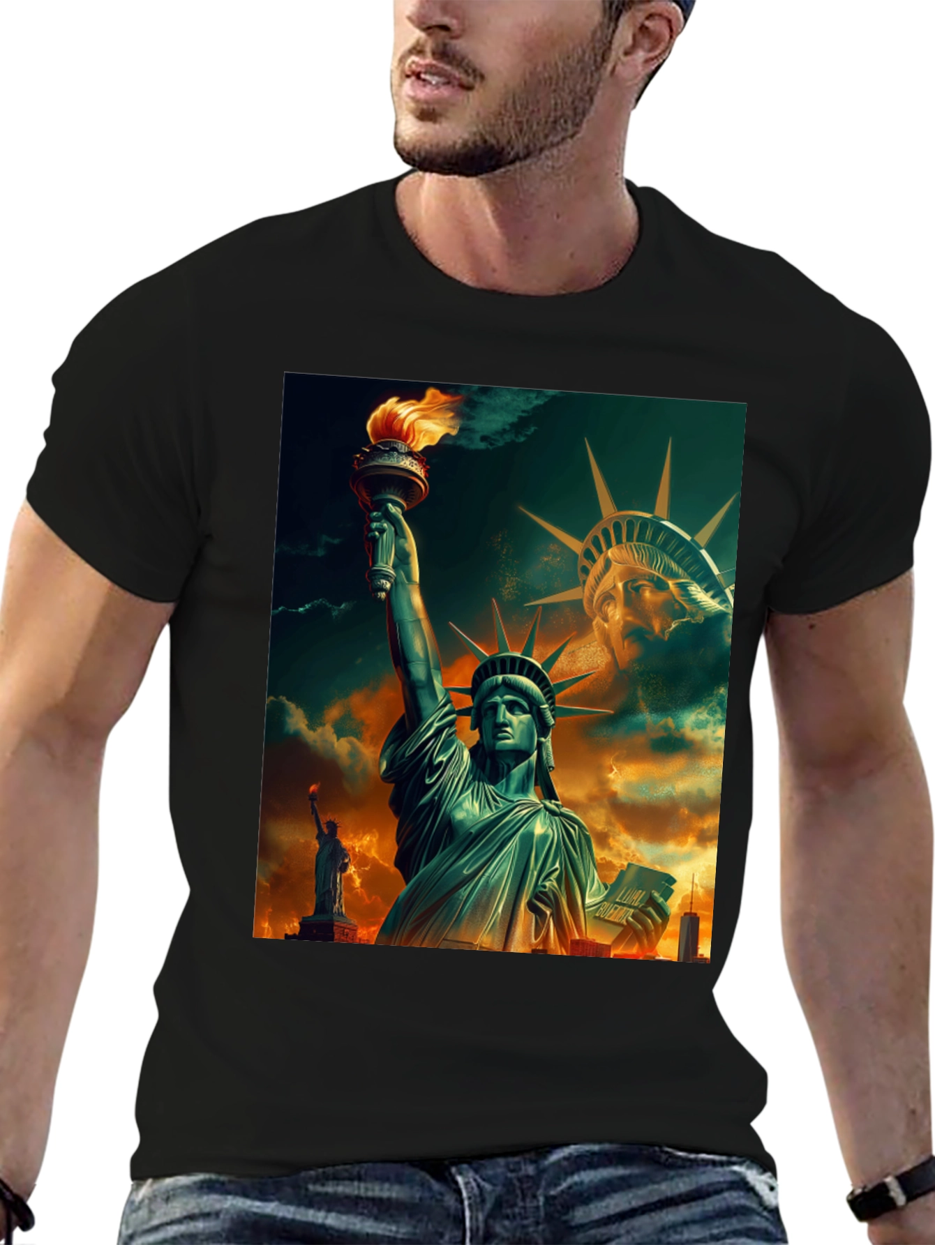 Statue of Liberty Graphic Black T-Shirt