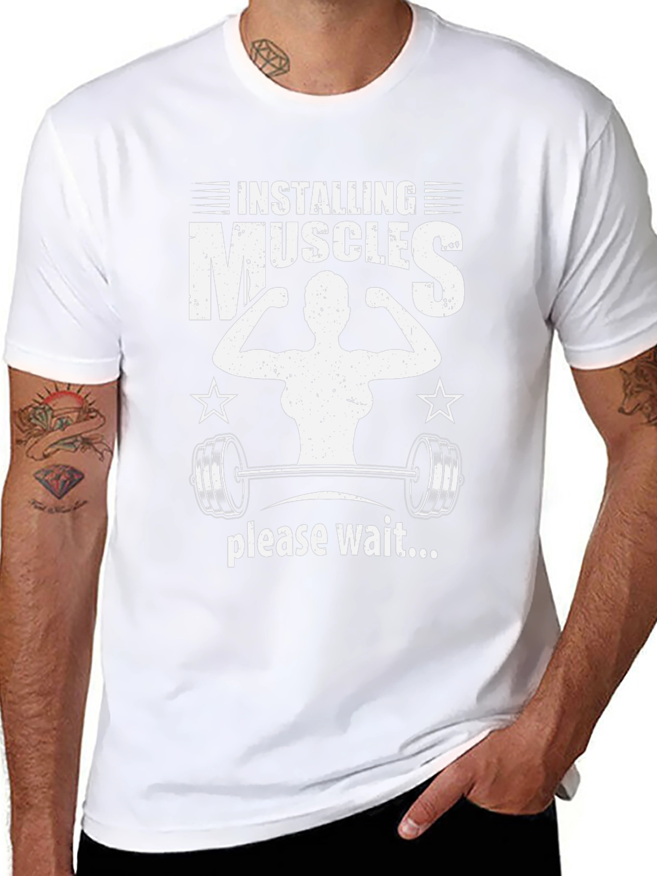 Installing Muscles Black Graphic T-Shirt