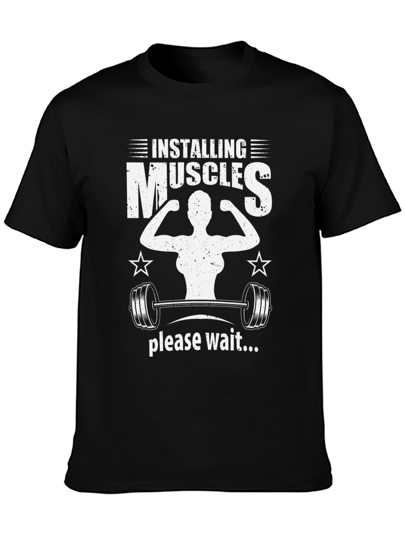 Installing Muscles Black Graphic T-Shirt