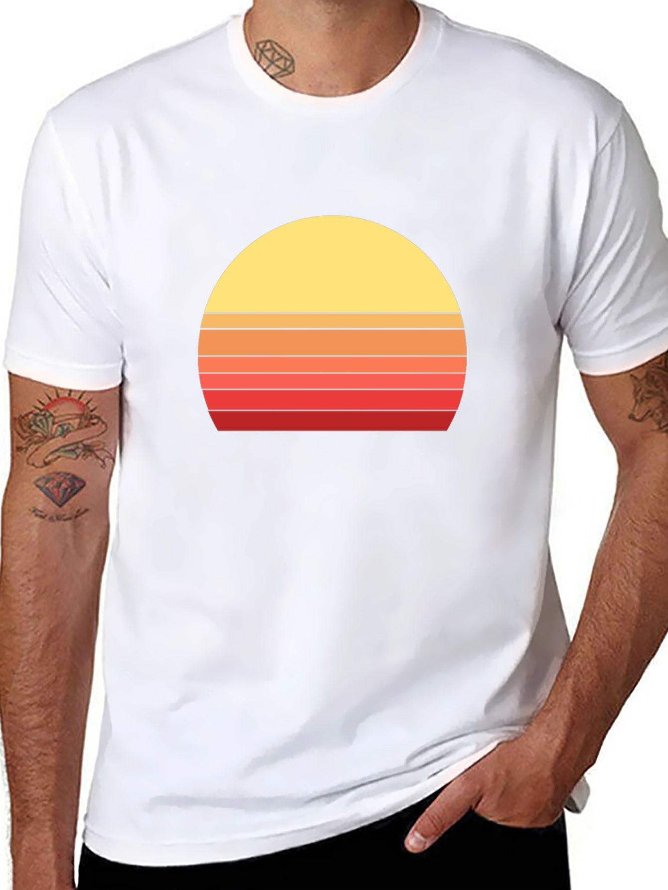 Retro Sunset Graphic Tee - Vintage Style Black T-Shirt