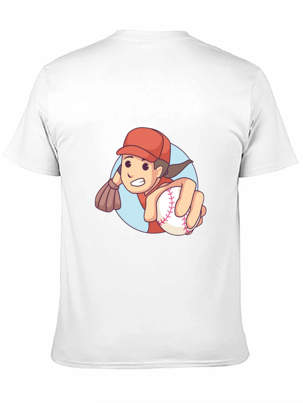 Cartoon Baseball Player Graphic T-Shirt