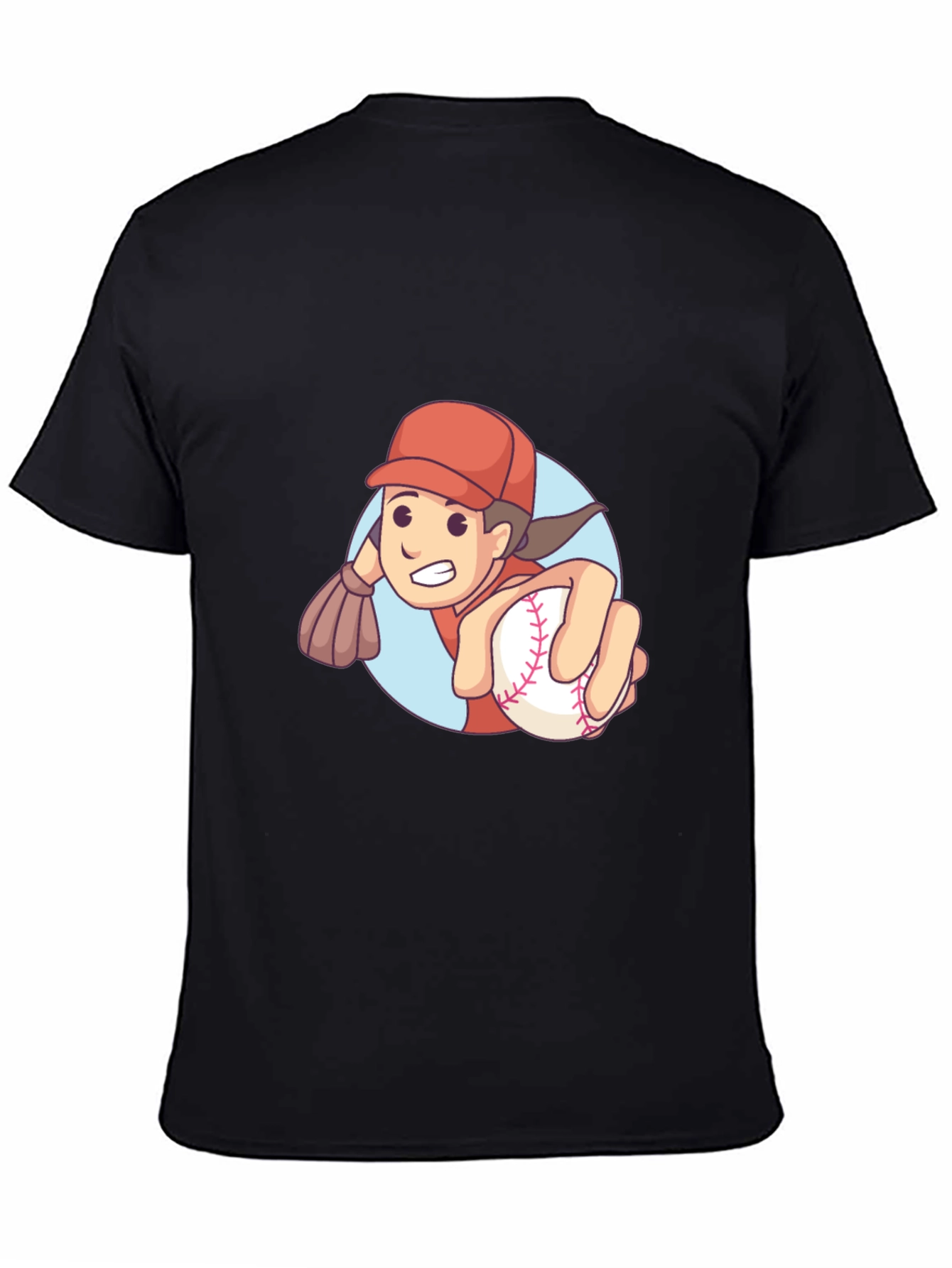 Cartoon Baseball Player Graphic T-Shirt