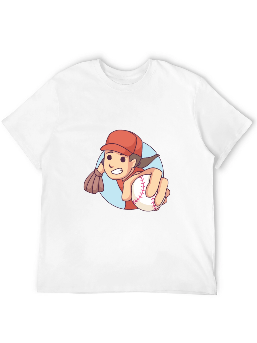 Cartoon Baseball Player Graphic T-Shirt