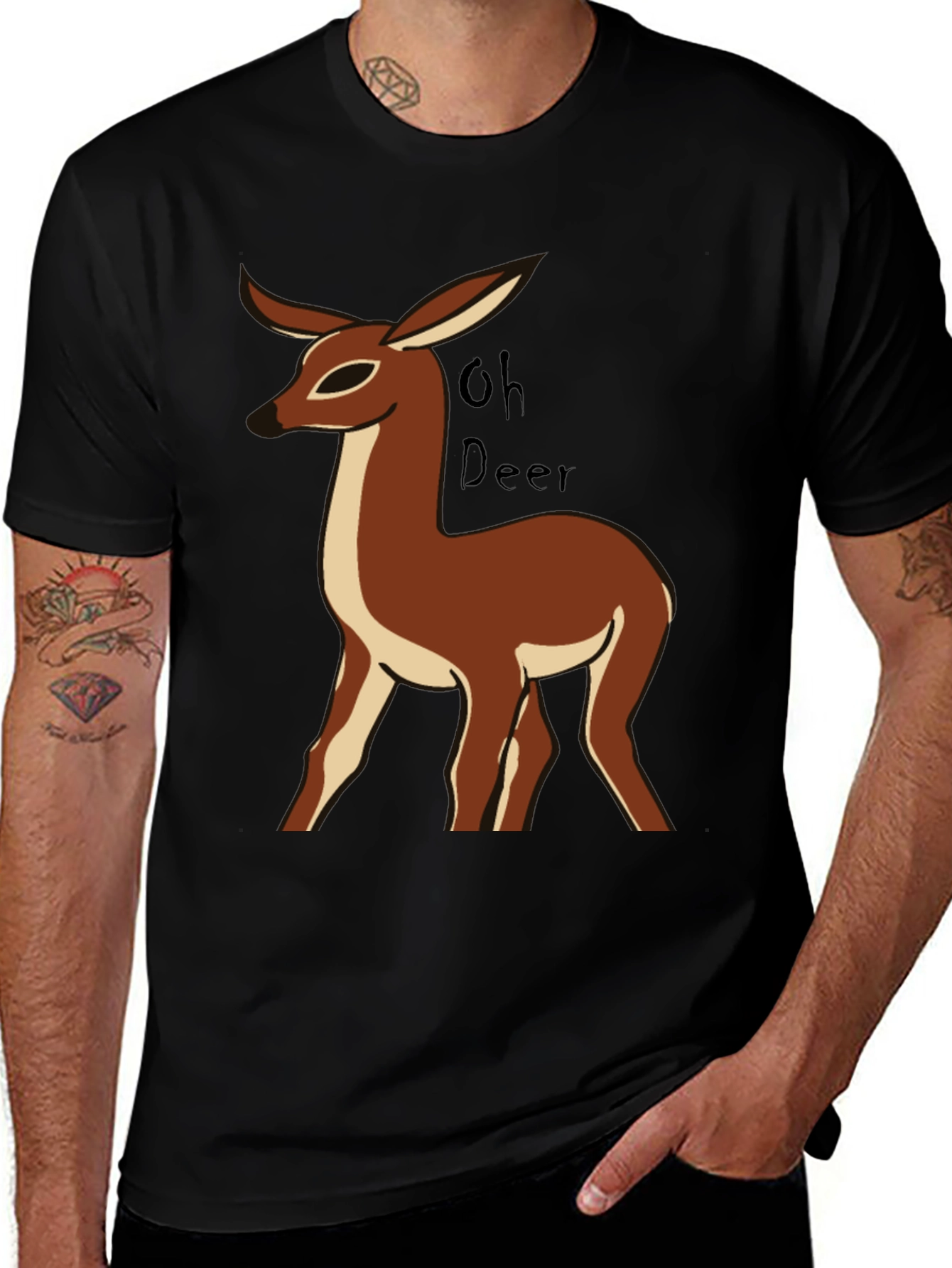 Oh Deer Graphic Tee - Mens Black Short Sleeve T-Shirt