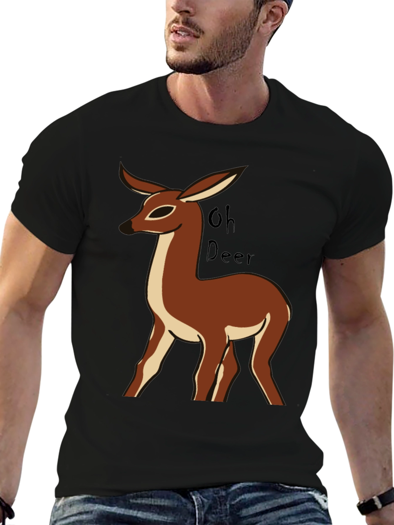 Oh Deer Graphic Tee - Mens Black Short Sleeve T-Shirt