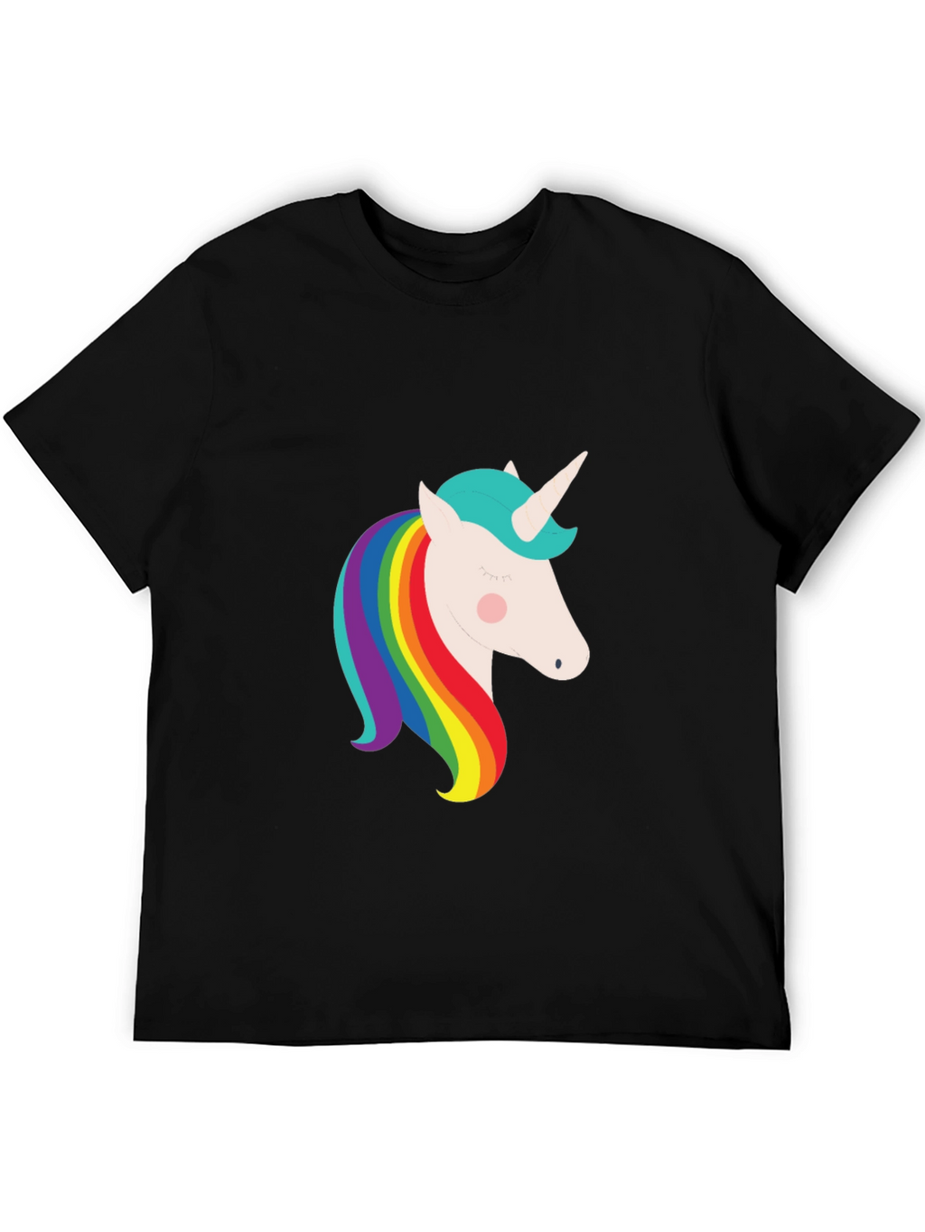 Unicorn Rainbow Graphic Black T-Shirt