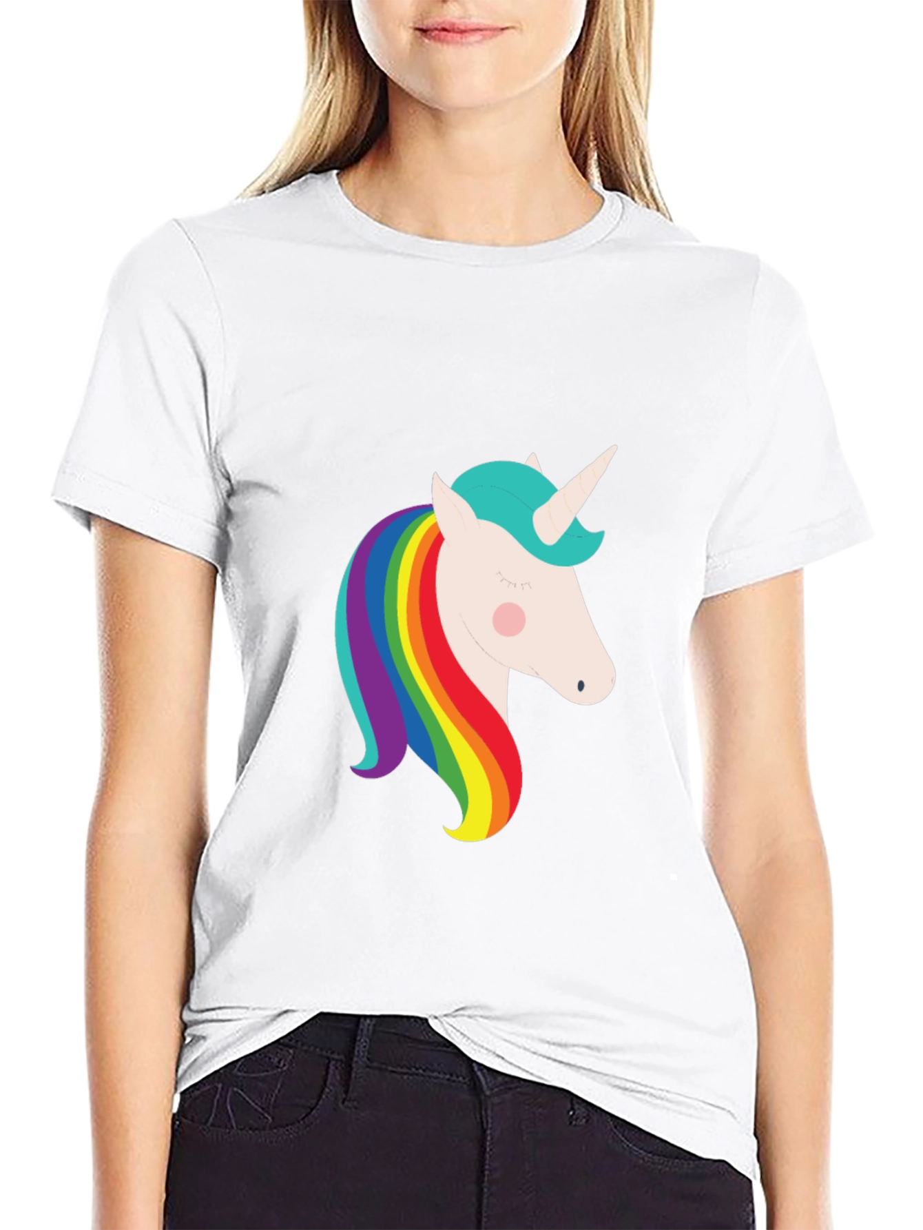 Unicorn Rainbow Graphic Black T-Shirt