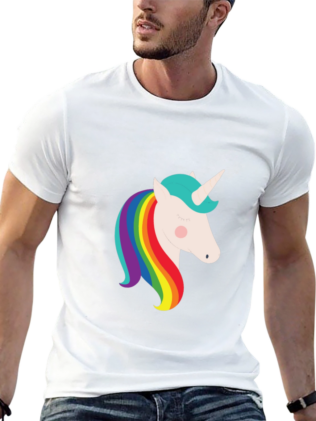 Unicorn Rainbow Graphic Black T-Shirt