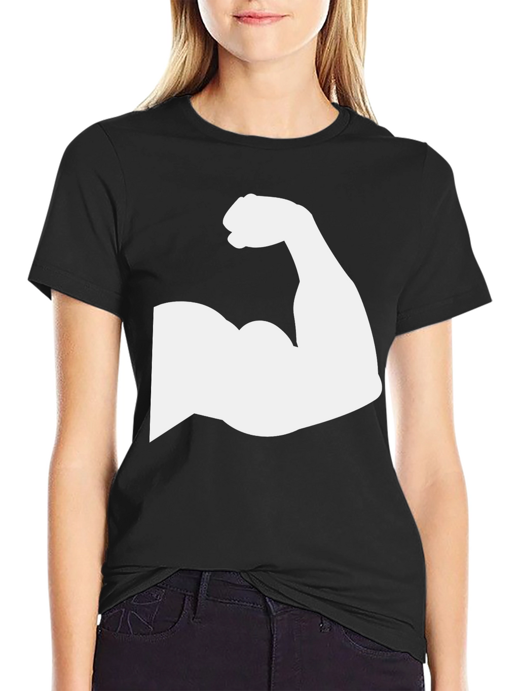 Muscle Arm Graphic Tee - Black Cotton T-Shirt