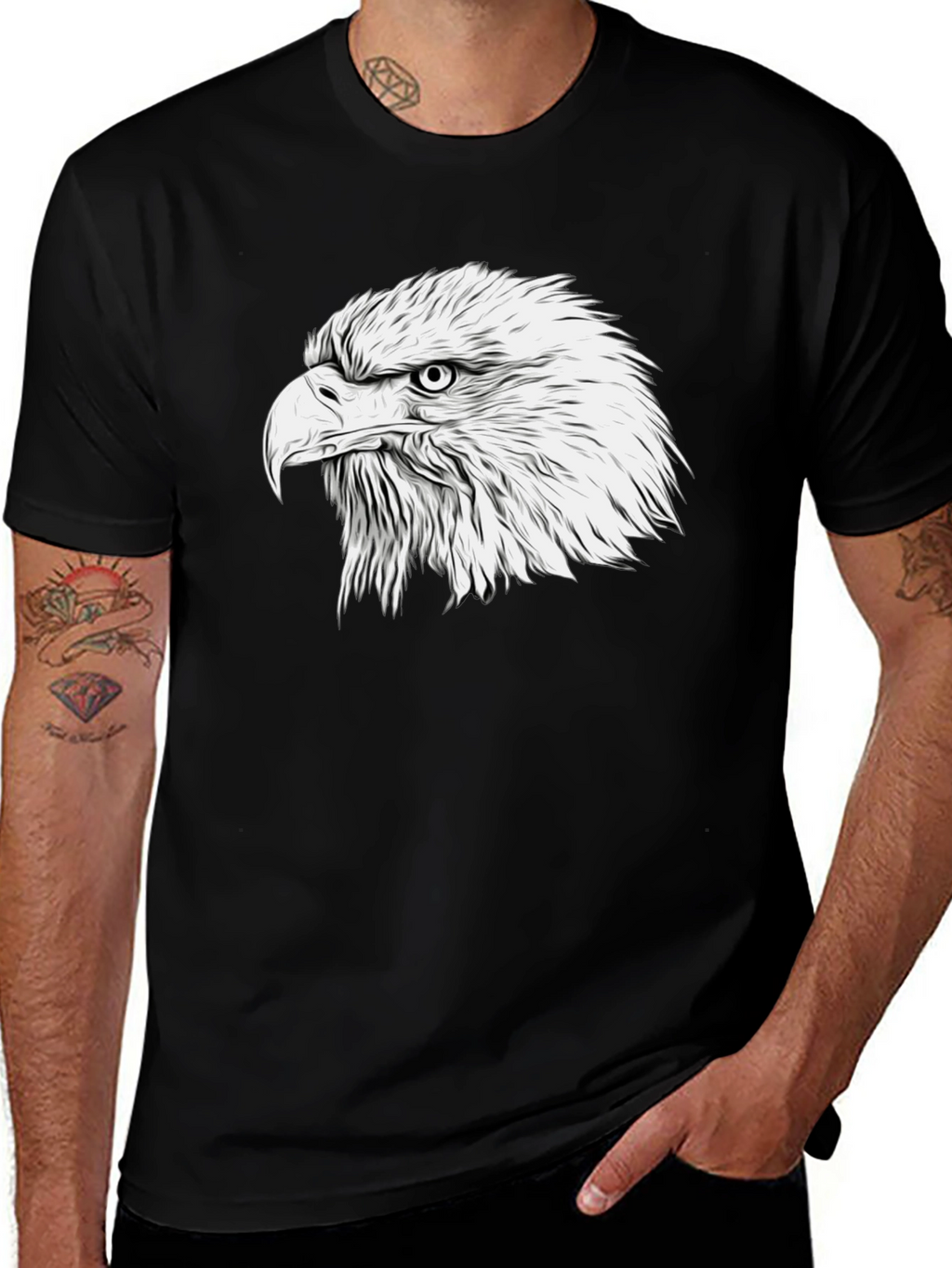 Bold Eagle Graphic Tee - Classic Black