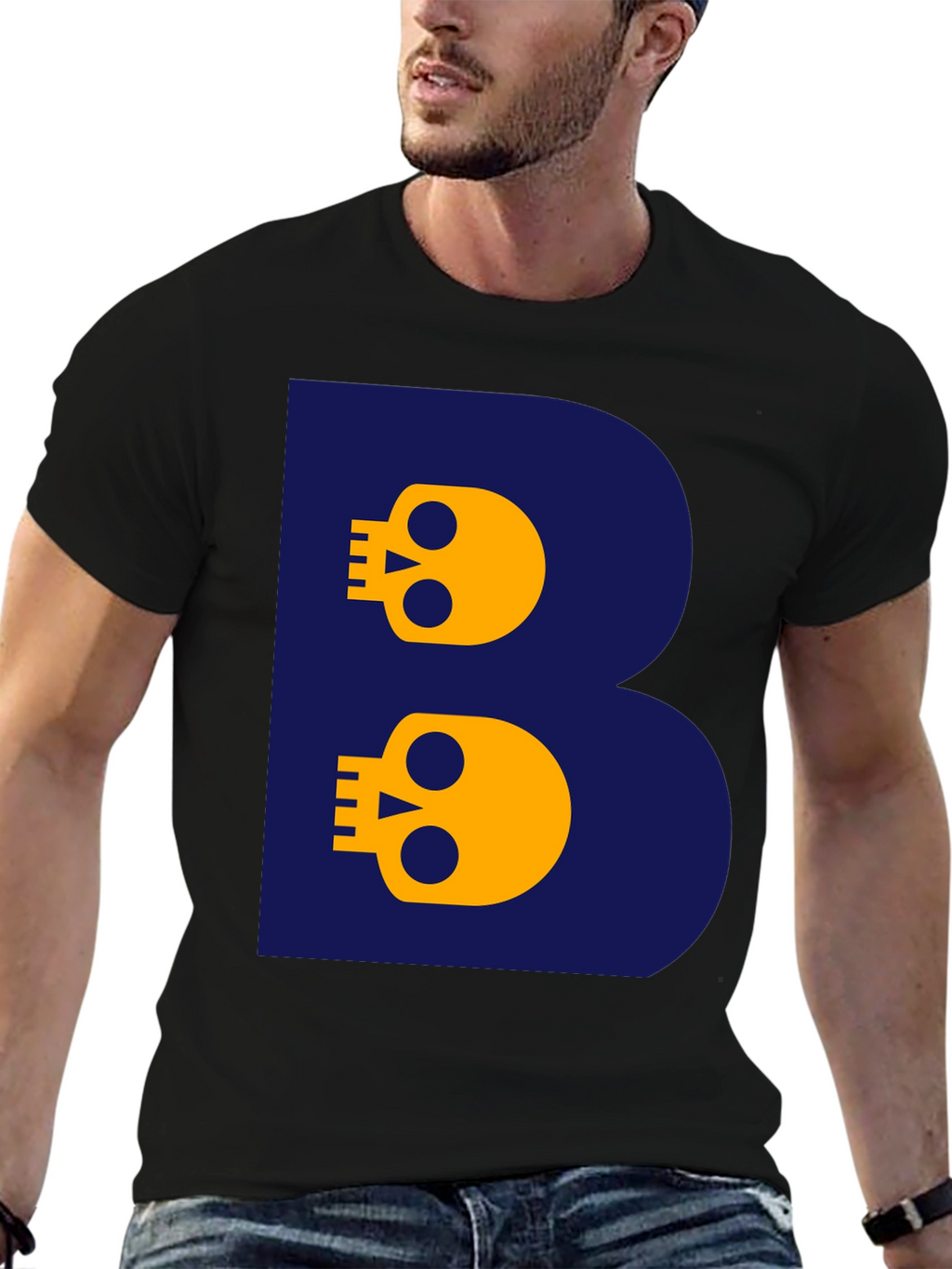 Skull Letter B T-Shirt - Bold Graphic Tee