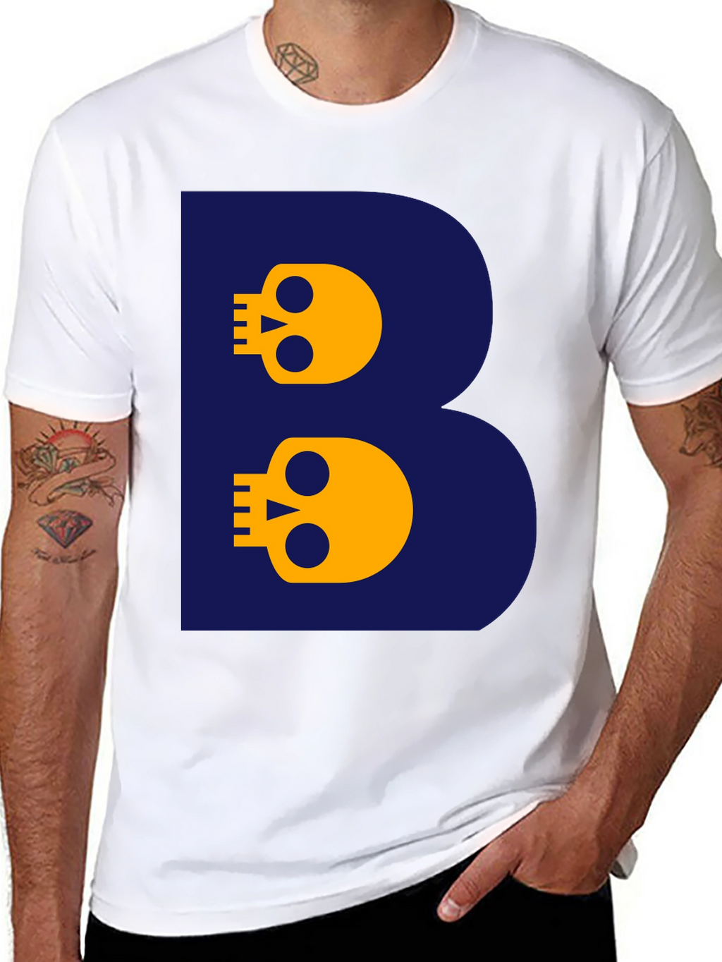 Skull Letter B T-Shirt - Bold Graphic Tee