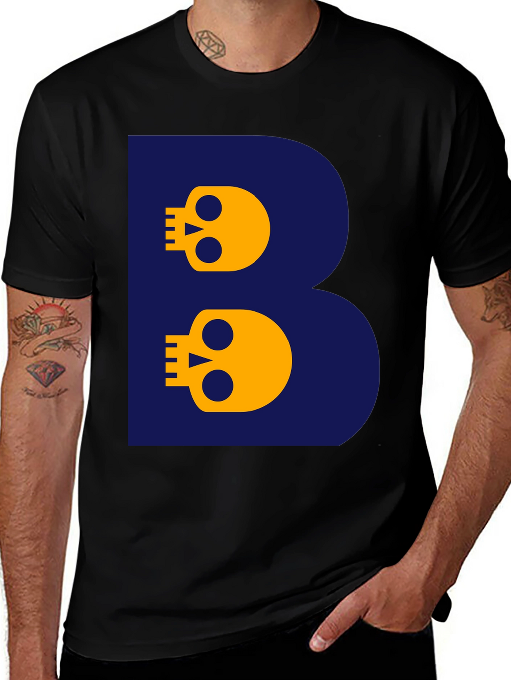Skull Letter B T-Shirt - Bold Graphic Tee