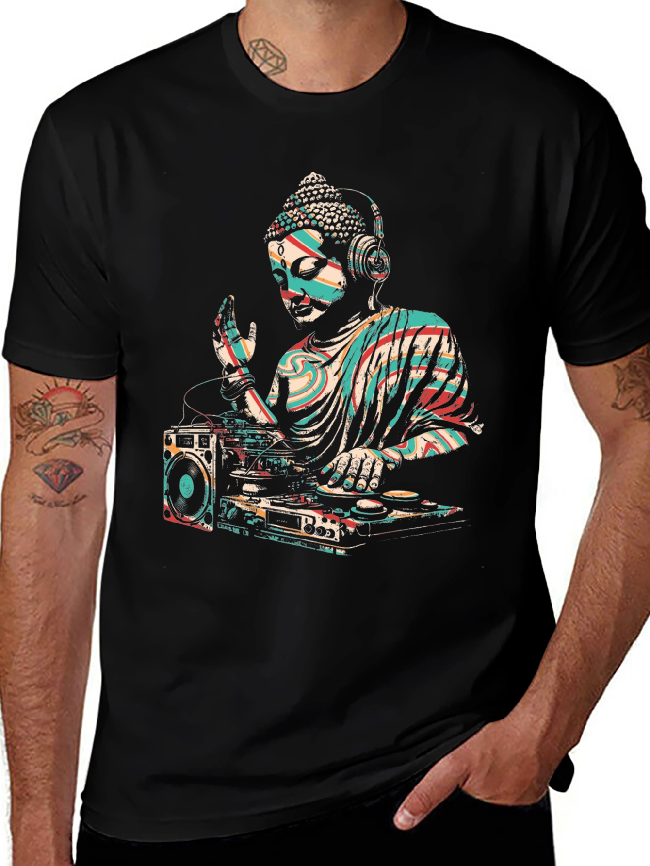 DJ Buddha Graphic Tee - Cool Spiritual Style