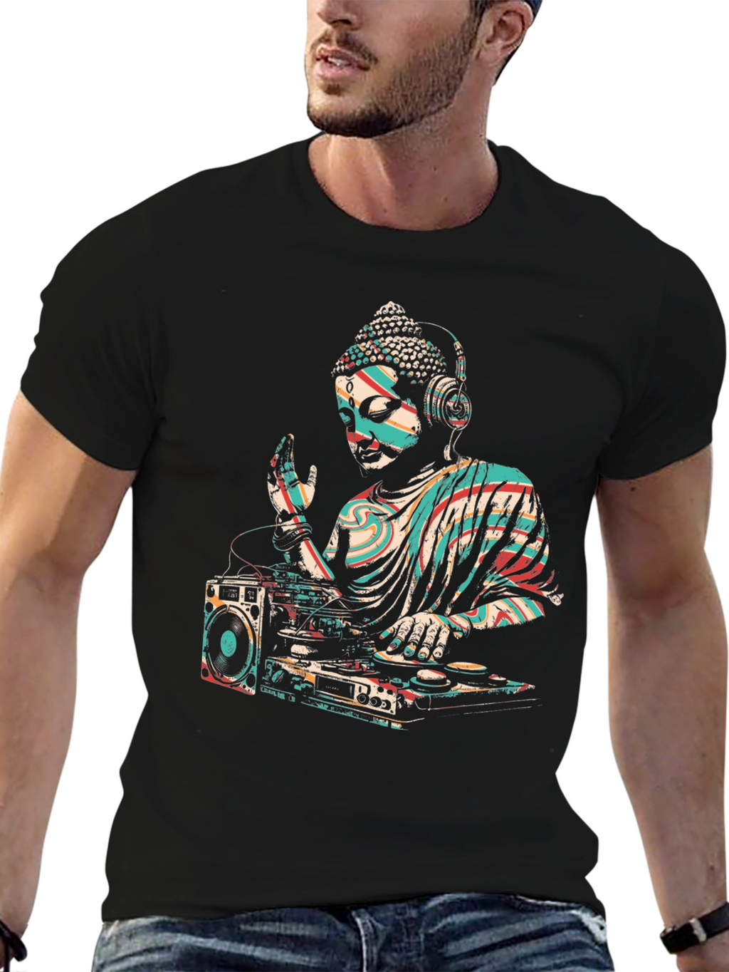 DJ Buddha Graphic Tee - Cool Spiritual Style