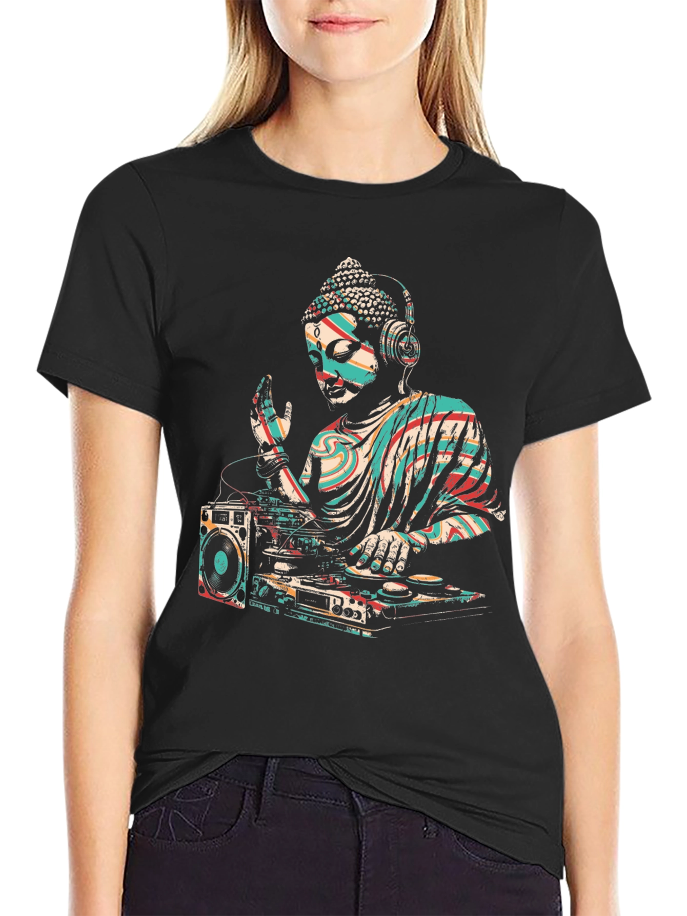 DJ Buddha Graphic Tee - Cool Spiritual Style