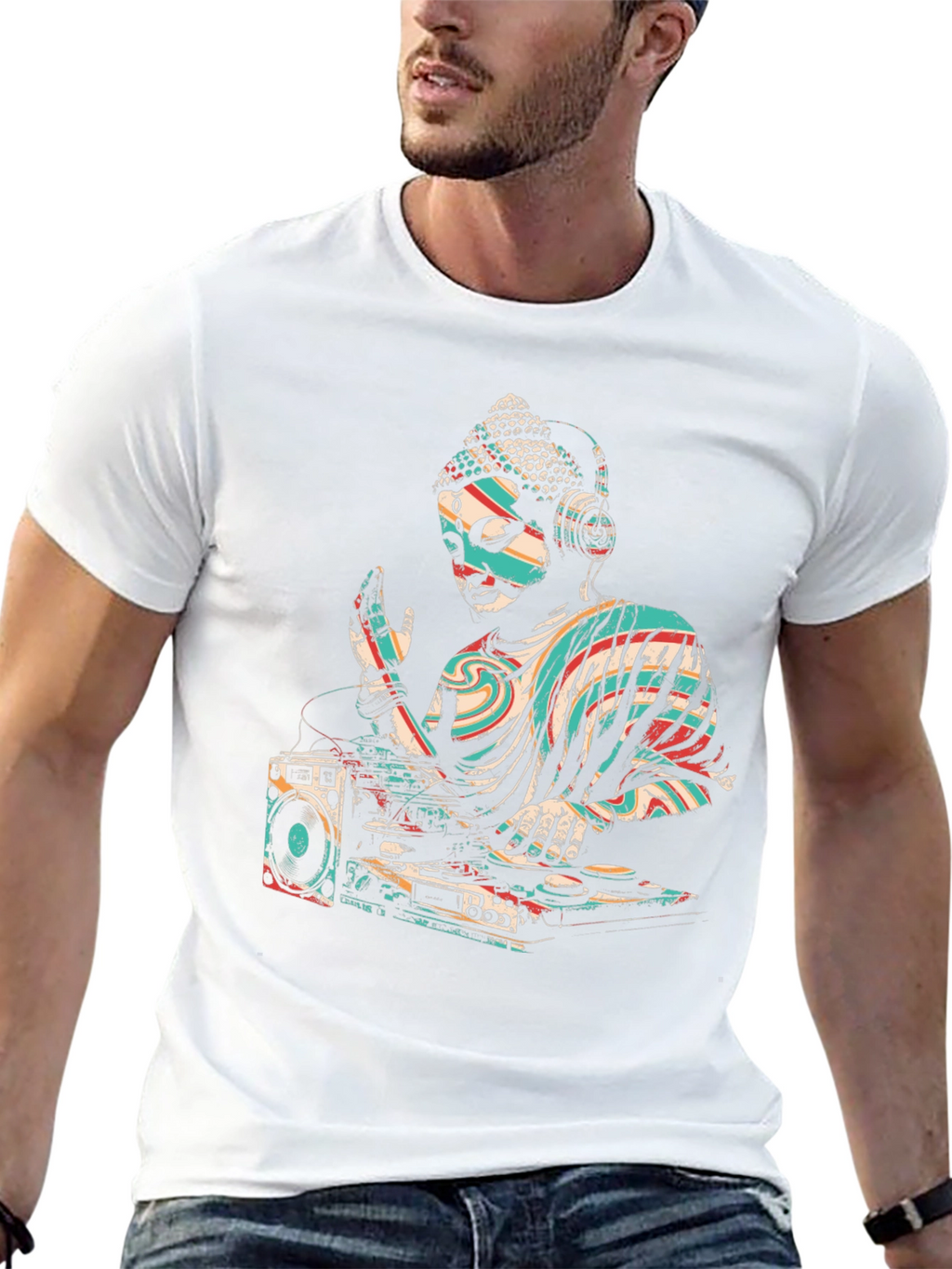 DJ Buddha Graphic Tee - Cool Spiritual Style